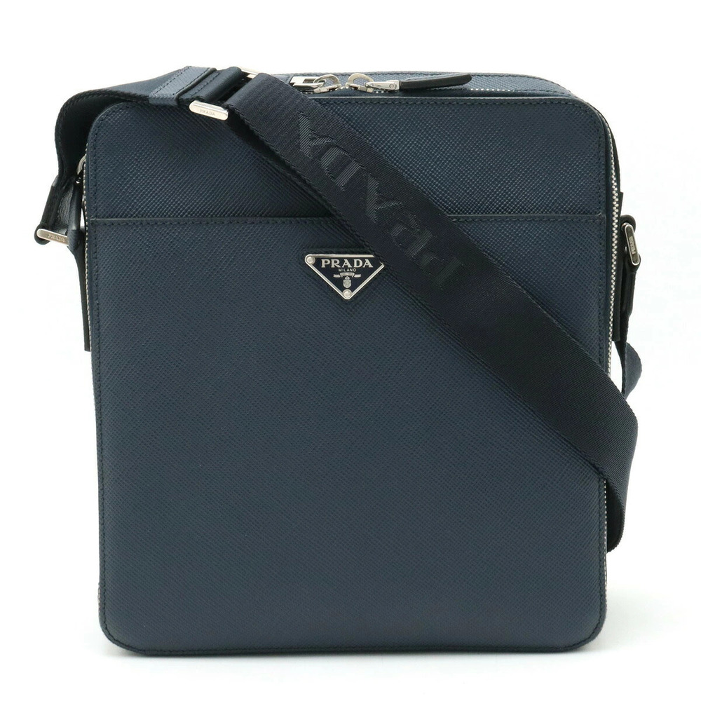 Prada SAFFIANO CUIR Crossbody Bag Leather BALTICO Navy Blue